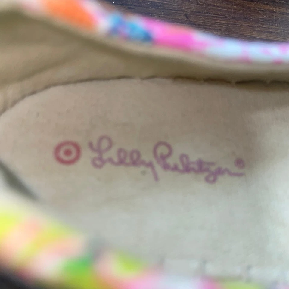 Sapato espadrille Lilly Pulitzer alvo criança menina tamanho 8 ouro rosa floral - Imagem 3 de 4