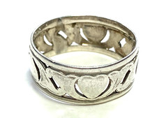 Vintage Sterling Silver 925 Ring SIZE 6.5 L  K HEARTS