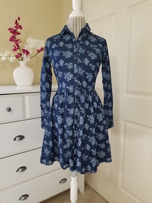 asos blue and white floral dress Abercrombie & Fitch puff sleeve ruched bodice midi dress in blue floral