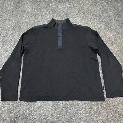 T-shirt Manches Longues Hugo Boss - Col V Bleu - Taille L - Coton Mélangé - Occasion TB (décolorations)