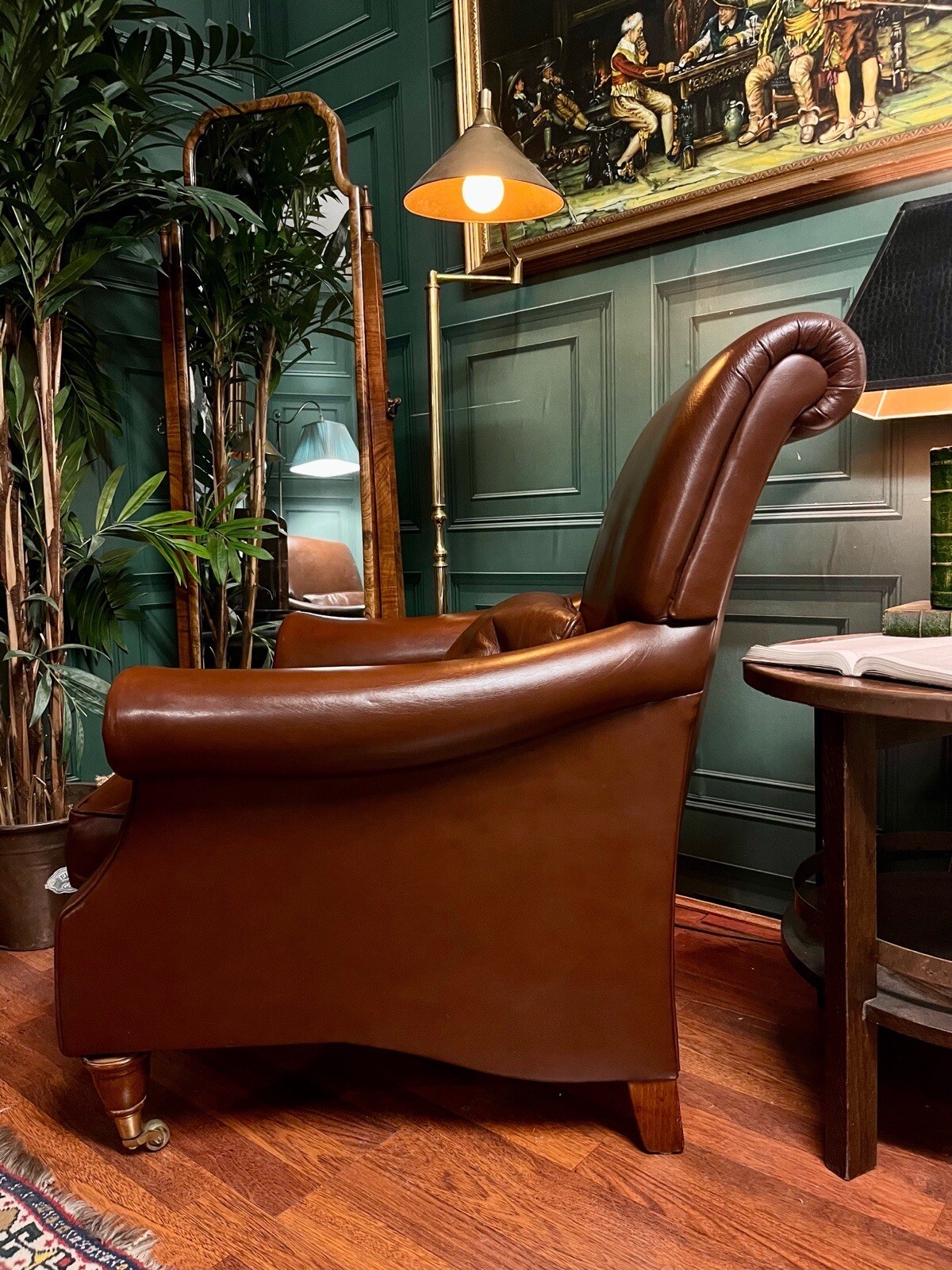 A Pair Of Laura Ashley Classic Brown Leather Armchairs eBay