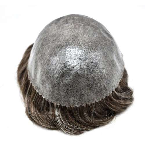 Mens Toupee Human Hair Systems Full Poly Thin Skin Hair Piece Replacement System - Picture 102 of 159
