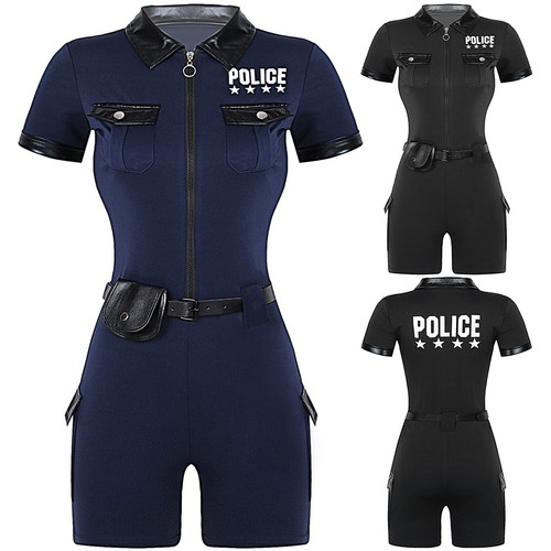 Womens Police Officer Costume Sexy Cop Uniform Outfits for Halloween AU - Picture 1 of 26