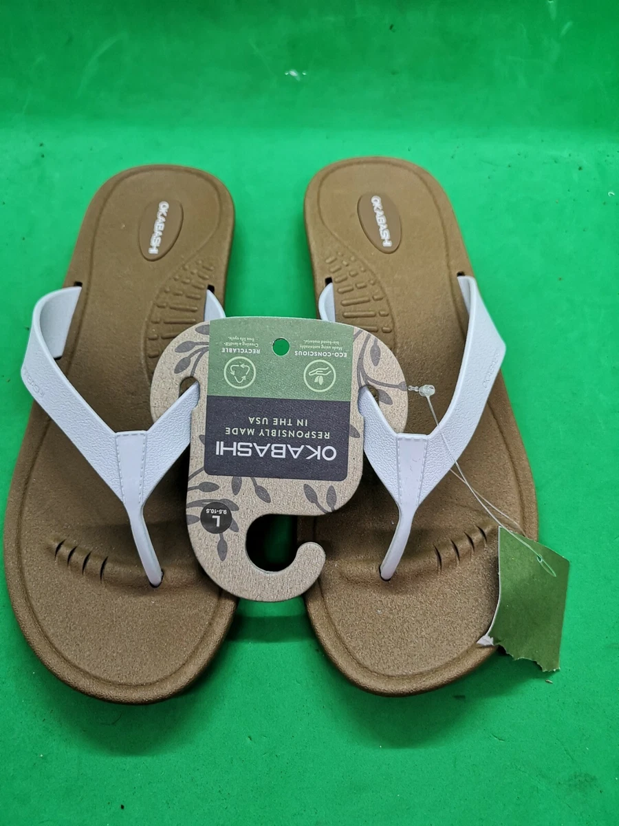OKABASHI BREEZE Sustainable Flip Flop Sandals Waterproof White Size 11 12 Women