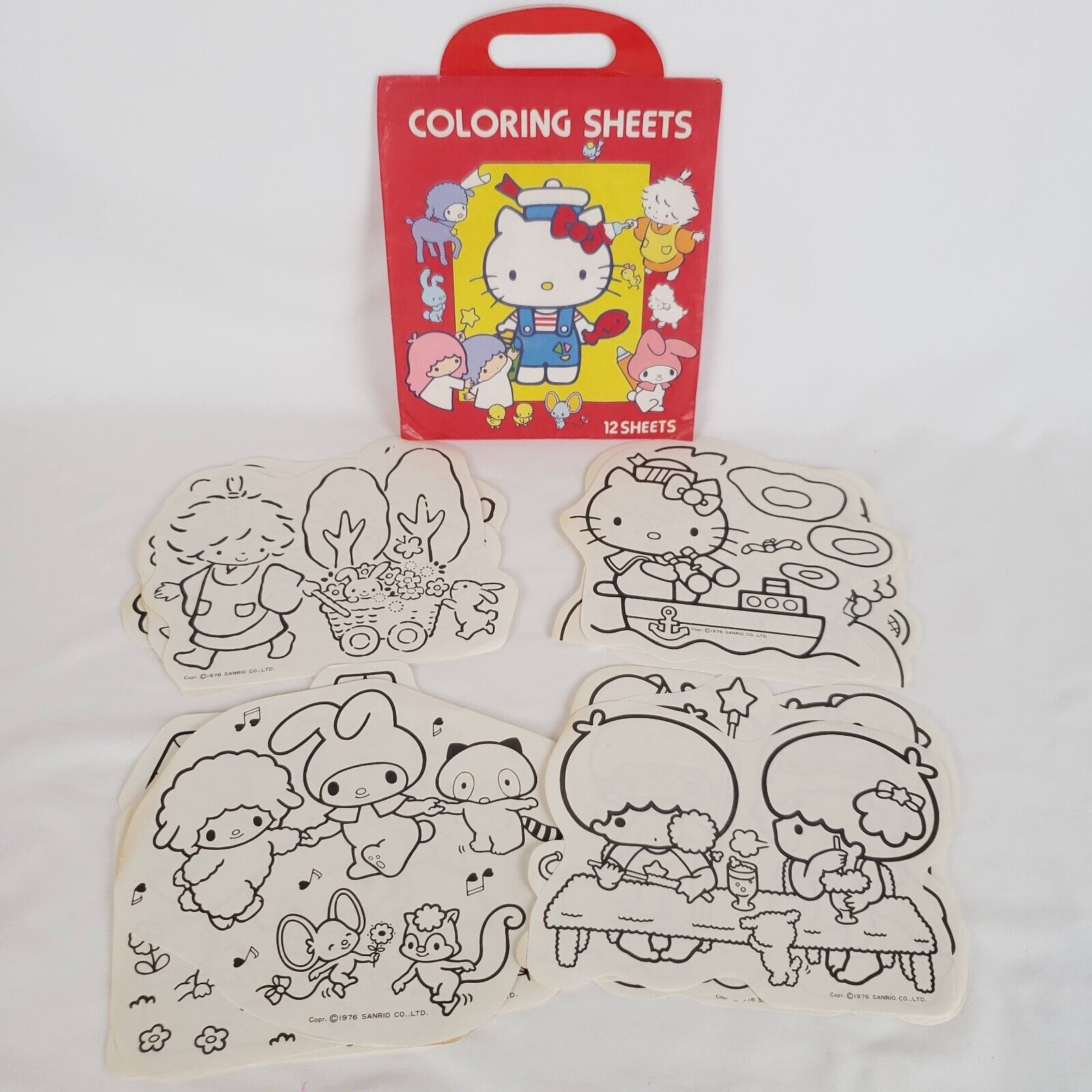 Vintage 1990s Hello Kitty sticker coloring album book notepaper —