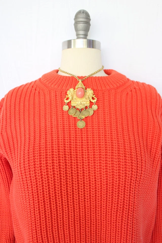 T by Alexander Wang Grueso Tejido Naranja Cuello Redondo Vestido Suéter Jersey Algodón M Foto 4 de 4