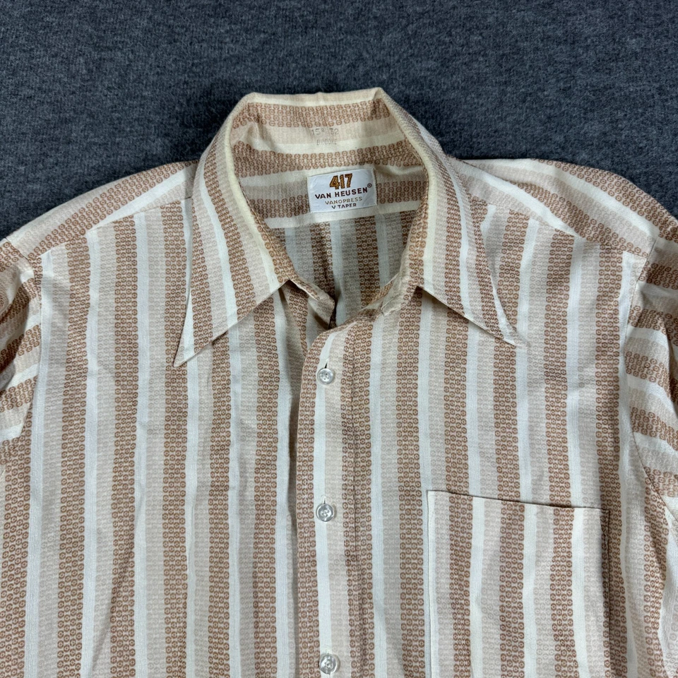 Camisa De Colección Años 70 Van Heusen Vanopress V Taper 417 Brooke Cuello Daga Talla 15-32 Foto 2 de 4