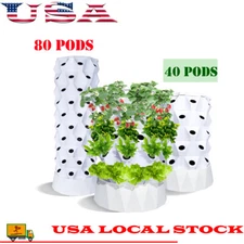 40/ 80 Pots Vertical Hydroponics Tower Aquaponics System Aeroponics Growing Kit