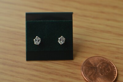 0.30ct Espirito Santo Aquamarine Solitaire Earrings Fine Silver VVS 4x3mm Tiny