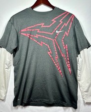 Nike Dri-Fit Shirt Football Black T Shirt White Long Sleeves Sz Youth XL