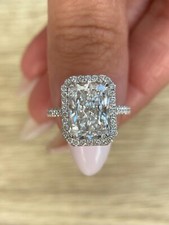 5.35 Carat Radiant Shape F/VVS2 Lab Grown Diamond Engagement Ring 18k White Gold