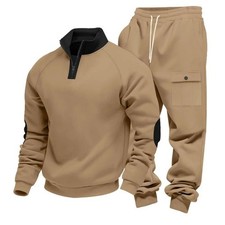 Men's Warm Fleece Jogger 2-Piece Full Warm Sweatsuit Outfit Top and bottom Set