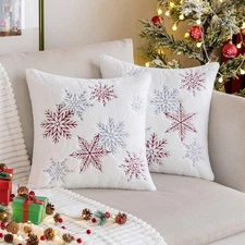 MIULEE Pack of 2 Christmas Decorative Throw Pillow 18 x 18 (Pack 2), Red 