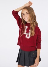 GF5065 91650 MAGLIA LIU JO BETTER BAMBINA MAGLIONCINO ROSSO LOGO SHIRT BABY KIDS