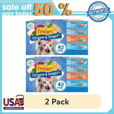 Purina Friskies Ocean Of Delight Wet Cat Food Variety Pack, 5.5 oz Cans 80 pack