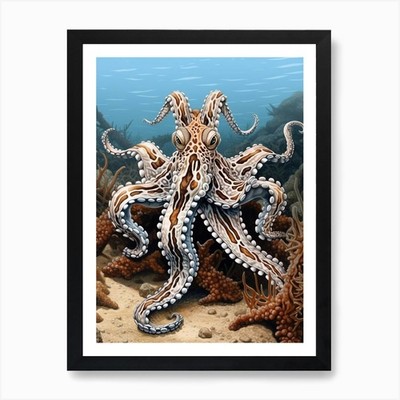 Mimik Oktopus Illustration 10 Kunst P gerahmt Wandbild Poster Leinwanddruck Bild