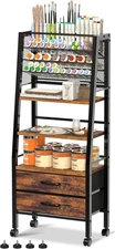 3-Tier Art Cart with Drawers & Lockable Wheels - Craft Organizer for Supplies, B