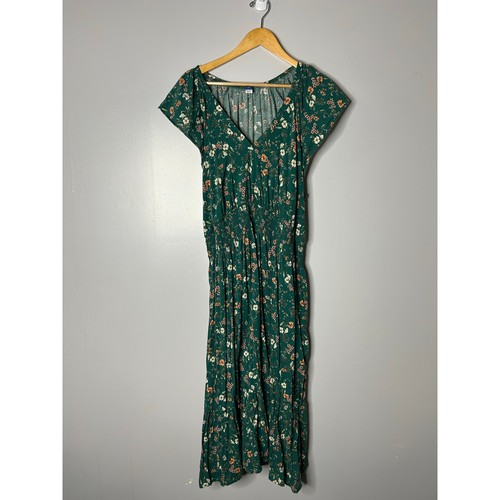 Old Navy Waist Defined Flatter Sleeve Midi Floral Dress Women’s 3X Green Fairy - Bild 3 von 9