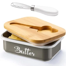 Butter Dish with Lid for Countertop, AISBUGUR Metal Butter Keeper with Stainl...
