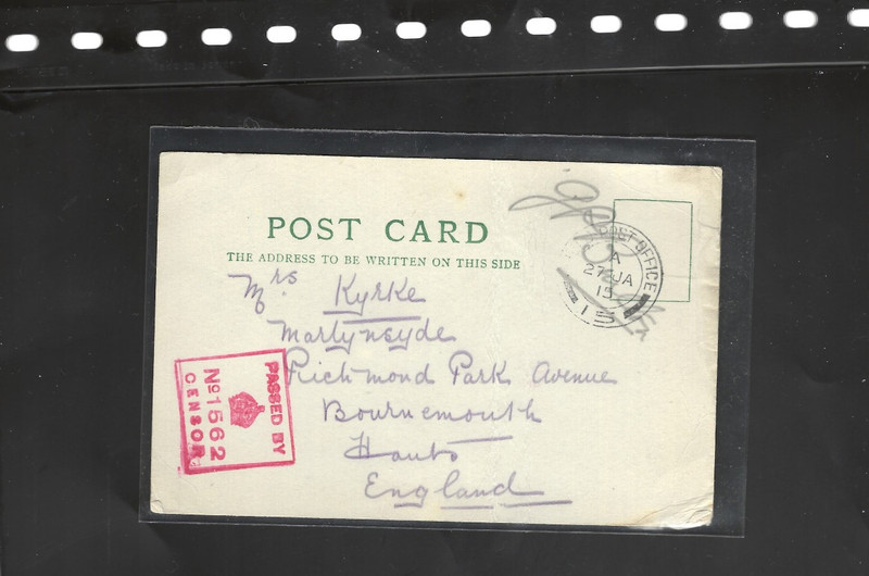 GREAT BRITAIN-1915-MILITARY POST CARD-CENSOR-TO GB-FINE-VF-#601