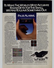 1988 Print Ad Whistler Spectrum 3SE Radar Detector Magazine Advertisement Promo