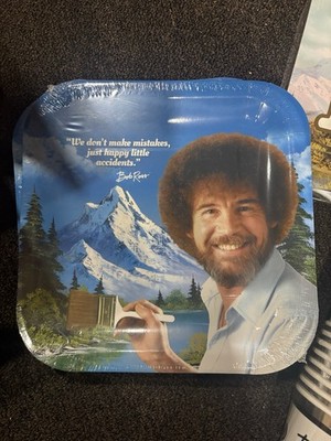 Bob Ross Happy Little Birthday Banner, plates, cups, table & Perfect Condition!