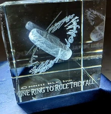 Lord Of The Rings Glass Cube Laser Engraved "ONE RING TO RULE THEM ALL"