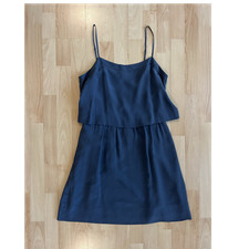 Madewell Blue Satin Slip Dress Size 4 Solid Scoop Neck Knee Length Sleeveless