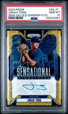 2025 Panini Prizm Jonah Tong Sens Sig Gold Shimmer FOTL-Auto /4 RC POP 1/PSA 10