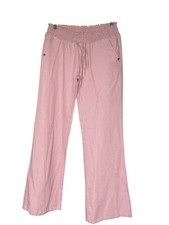 Women's Love Tree Large Dusty Rose Linen Blend Pull On Wide Leg Flare Pants