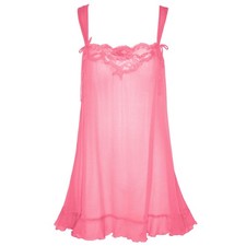 Sz M Victoria's Secret Sheer Pink Silk Chemise Babydoll Cami Lingerie Top