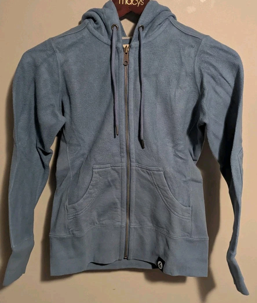 American Giant Womens Sz XS Blue Classic Full Zip Graphic Hoodie USA Cotton NOS