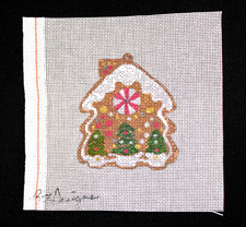 Needlepoint Canvas 18 mesh Zweigart Ornament Christmas Gingerbread House Silver