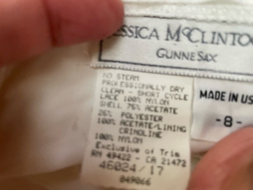 Vintage GUNNE SAX Jessica McClintock Girls 8 Satin Lace Trim Flower Girl Dress - Picture 11 of 21