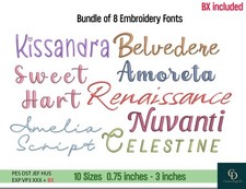 MACHINE EMBROIDERY BX FONTS - BUNDLE OF 8 MODERN EMBROIDERY FONTS - BX INCLUDED