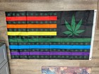 🍉 4/20 420 MARIJUANA RAINBOW/ BLACK PRIDE POLYESTER AMERICAN FLAG 60"x36" EUC — photo 4