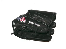 JUSTIN YEAGER MISSISSIPPI BRAVES PRACTICE WORN & SIGNED 44 PRO BASEBALL GLOVE