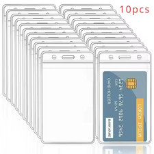 10pc ID Card Badge Holder Vertical Clear Reusable Soft Waterproof Office ID Case