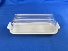 Butter Dish Covered Fire King Clear White Milk Glass Vintage Quarter lb Stick