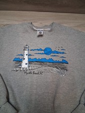 Vintage Myrtle Beach Crewneck Sweatshirt Gray Pullover Medium Jerzees Label