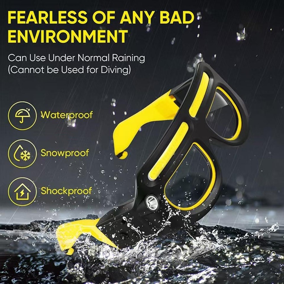 Eyeglass Sign Led Rechargeable LED Light Up Safety Glasses Headlamp Hands Free Work Light ...