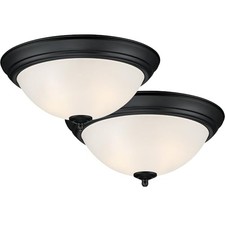 Flush Mount Ceiling Light, 2-Pack, 13 Inch Frosted Glass Lighting Matte Black