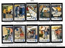 Scott#'s 1489-1498 - 1973 8¢ Postal Service Employees - MNH