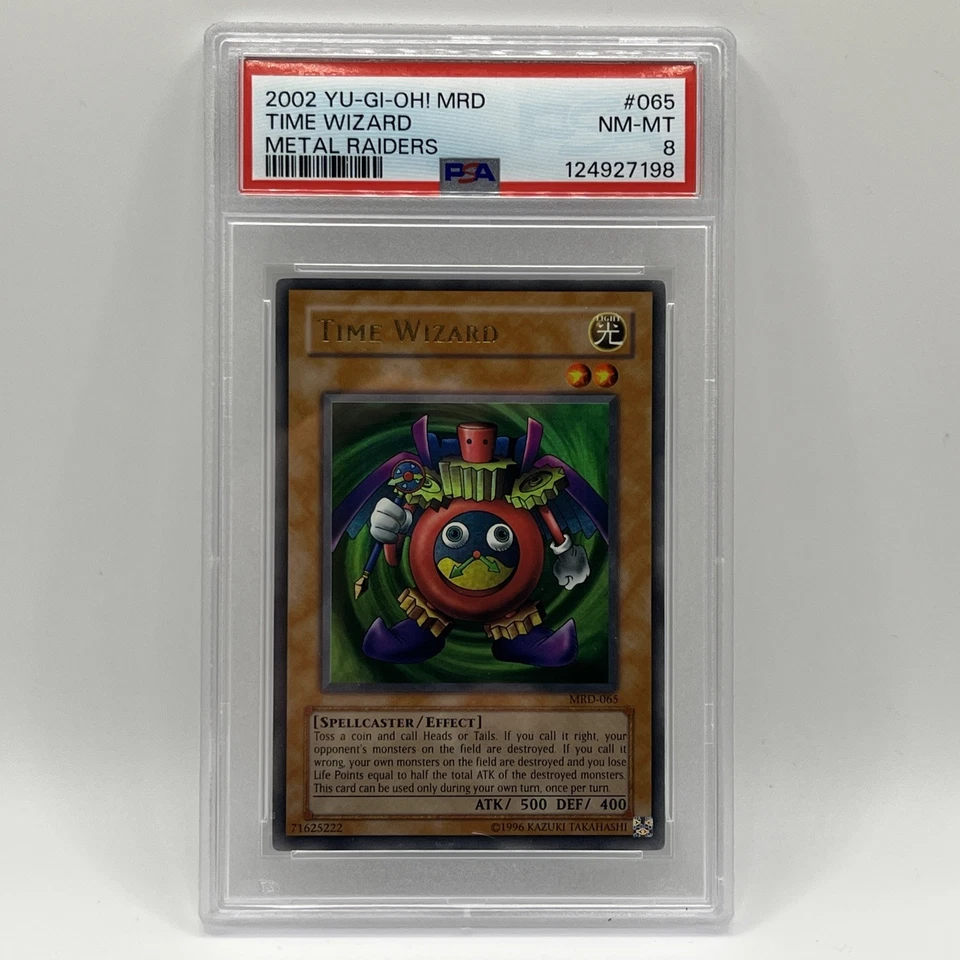2002 YU-GI-OH! MRD-METAL RAIDERS #065 TIME WIZARD PSA 8 - Image 3 of 4