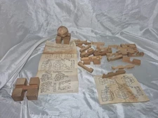 Vintage 1950s Wooden Puzzle Brain Teaser Puzzle Lot Of 3 Elephant, Sphere, Box 