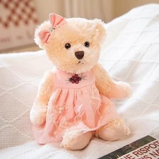Small Teddy Bear Stuffed Animal in a Dress, Cute Soft Plush Toy, Cuddly Gift for