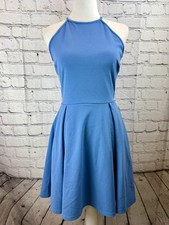 Windsor Fit & Flare Dress Dress Women's Size M Blue Polyester Sleeveless Halter