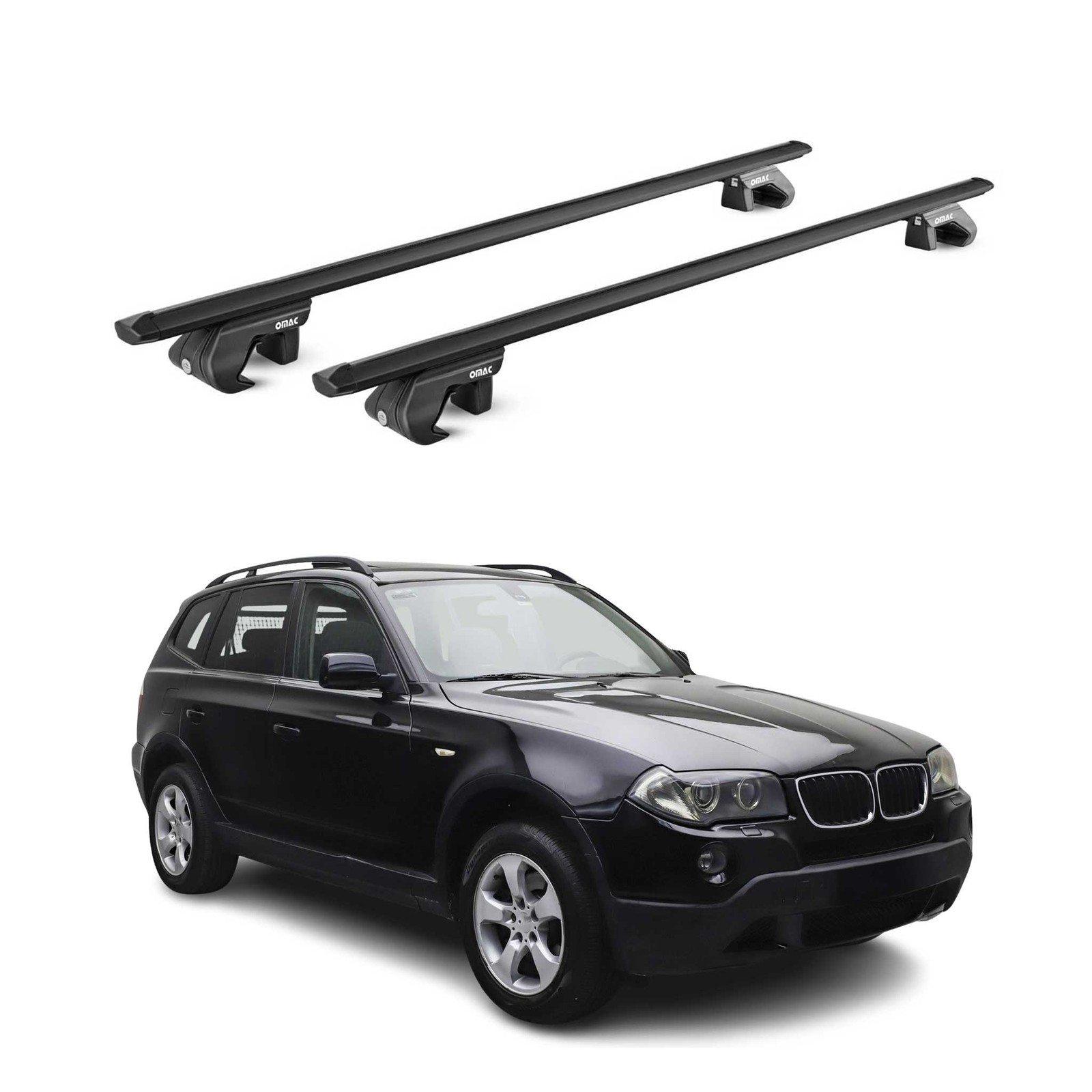 Barres de toit de vacances en alu noir 2x pour SUV BMW X3 E83 de 2004 à 2010