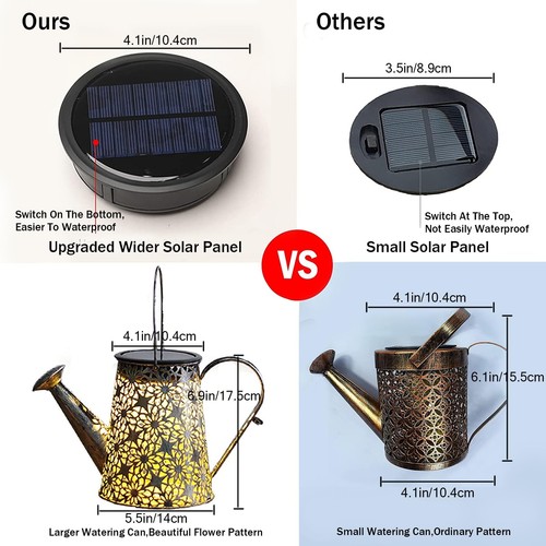 VOOKRY Solar Watering Can Lights Large Retro Metal Hanging Solar Lights Outdo... - Picture 5 of 9