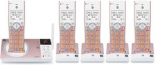 AT T CL82557 DECT 6.0 5-Handset Cordless Phone With Answering Machine Rose Gold